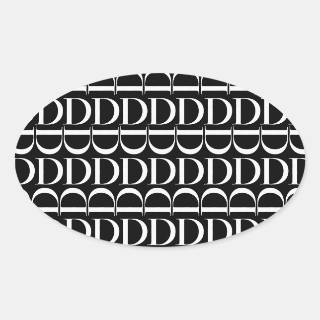 Pegatina Ovalada Letra inicial monograma D (Anverso)