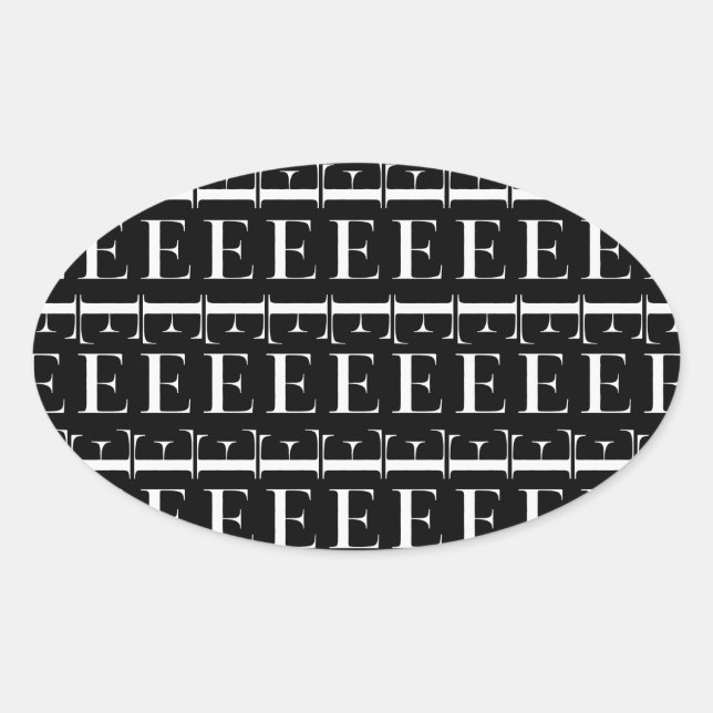 Pegatina Ovalada Letra inicial monograma E (Anverso)