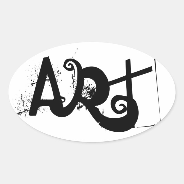 Pegatina Ovalada letras divertidas de contraste ART | (Anverso)