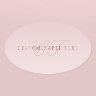 Pegatina Ovalada Letras Elegantes y Monograma Rosa Ombre