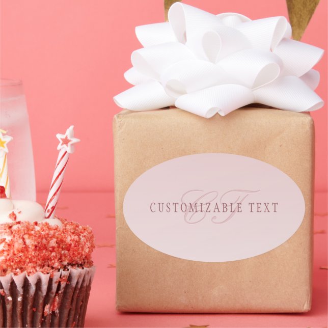 Pegatina Ovalada Letras y monograma elegantes | Rosa Ombre (Fiesta)