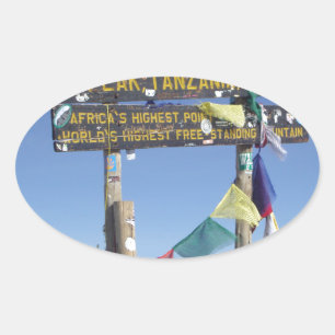 Pegatina Ovalada Letrero en la cima del Kilimanjaro Kenia