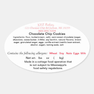 Pegatina Ovalada Ley de alimentos para cabaña de MISSISSIPPI etique