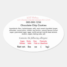 PEGATINA OVALADA LEY DE ALIMENTOS PARA COCINAS CASERAS DE PENNSYLVA