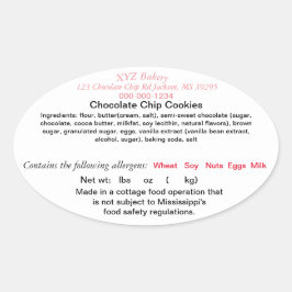 PEGATINA OVALADA LEY DE ALIMENTOS PARA CONSUMO EN LA PROPIA CASA DE