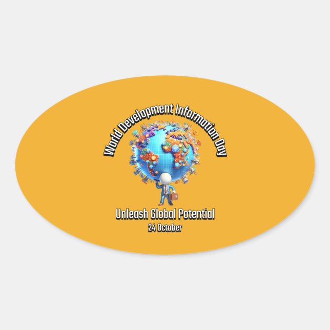 Pegatina Ovalada Liberar el Potencial Global. 24 de octubre (Anverso)