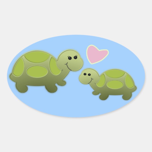 Pegatina Ovalada Lil Turtle (Anverso)