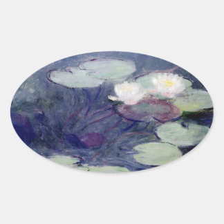 Pegatina Ovalada Lilies de agua rosada: 1897-99 de Monet
