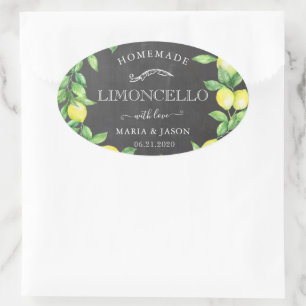 Pegatina Ovalada Limoncello Chalkboard Monograma Favor