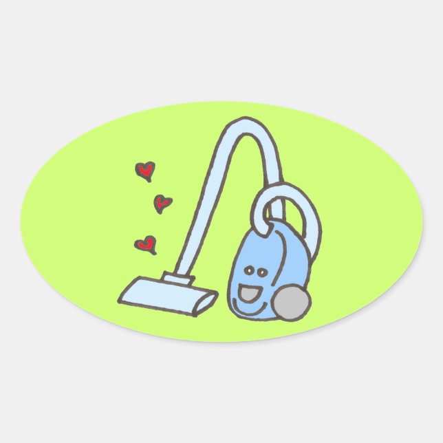 Pegatina Ovalada Limpiador de vacío con corazón (Anverso)