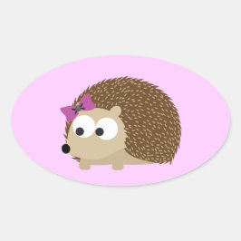 Pegatina Ovalada lindo Chica hedgehog