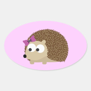 Pegatina Ovalada lindo Chica hedgehog