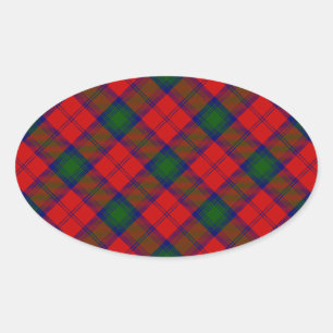 Pegatina Ovalada Lindsay tartan green platillo rojo