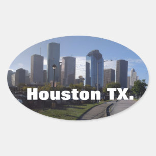Pegatina Ovalada Línea aérea de Houston Texas (panorámica)