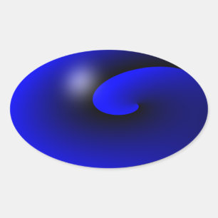 Pegatina Ovalada Línea azul delgada de una especie