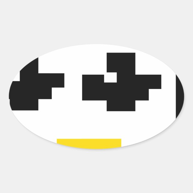 PEGATINA OVALADA LINUX TUX PENGUIN PIXEL FACE (Anverso)