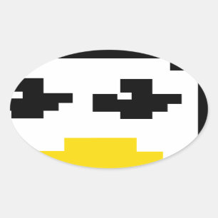 PEGATINA OVALADA LINUX TUX PENGUIN PIXEL FACE