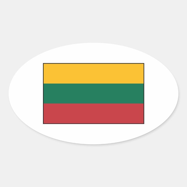 Pegatina Ovalada Lituania - Bandera lituana (Anverso)