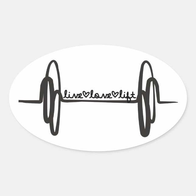 Pegatina Ovalada Live Love Lift Bar Black (Anverso)