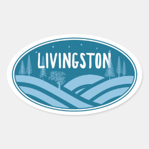 Pegatina Ovalada Livingston Montana al aire libre