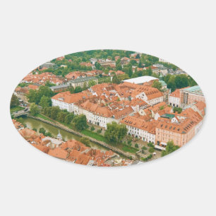 Pegatina Ovalada Ljubljana desde arriba