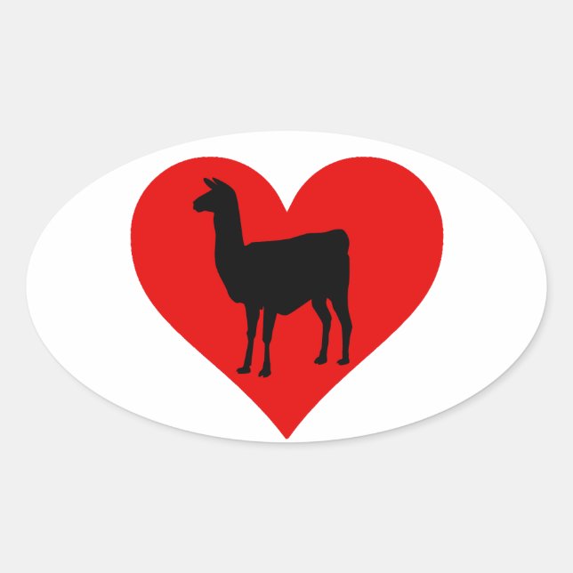 Pegatina Ovalada Llama amor (Anverso)