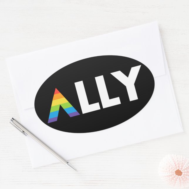 Pegatina Ovalada Lobby LGBTQ Rainbow LGBT (Sobre)