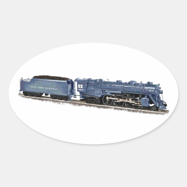 Pegatina Ovalada Locomotora de vapor modelo (Anverso)
