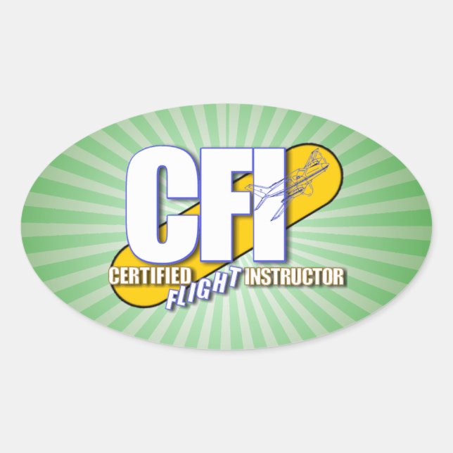 PEGATINA OVALADA LOGO CFI - INSTRUCTOR DE VUELO CERTIFICADO (Anverso)