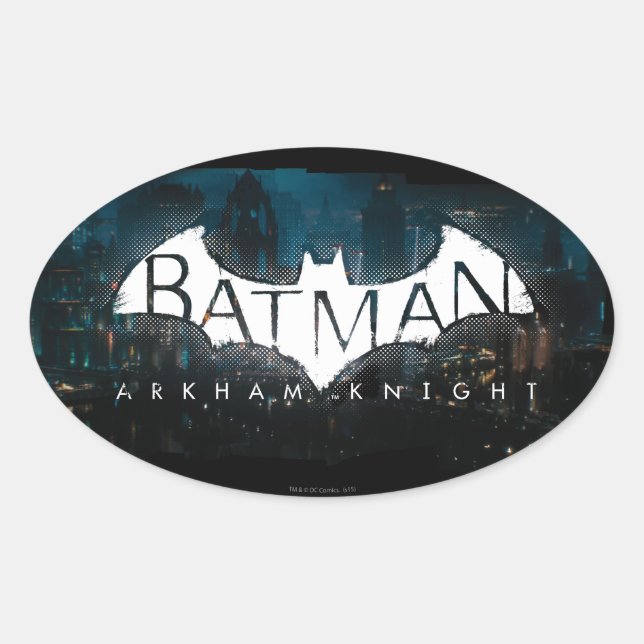 Pegatina Ovalada Logo de Batman Arkham Knight Gotham (Anverso)
