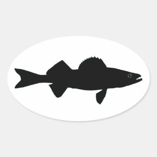 Pegatina Ovalada Logo de Black and White Walleye