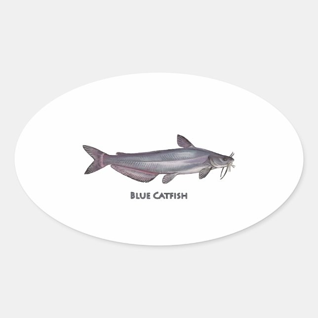 Pegatina Ovalada Logo de Blue Catfish (Anverso)