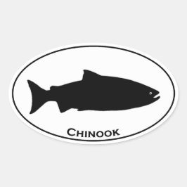 Pegatina Ovalada Logo de Chinook Salmon