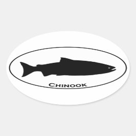 Pegatina Ovalada Logo de Chinook Salmon