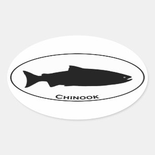 Pegatina Ovalada Logo de Chinook Salmon