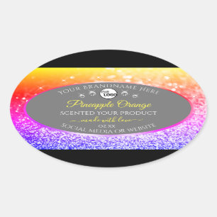 Pegatina Ovalada Logo de etiquetas de productos grises del Purpurin