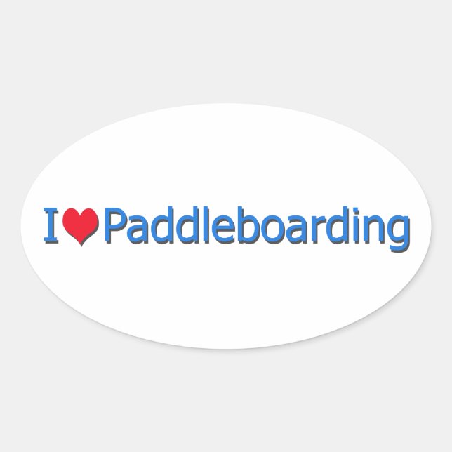 Pegatina Ovalada Logo de "I Heart Paddleboarding" (Anverso)