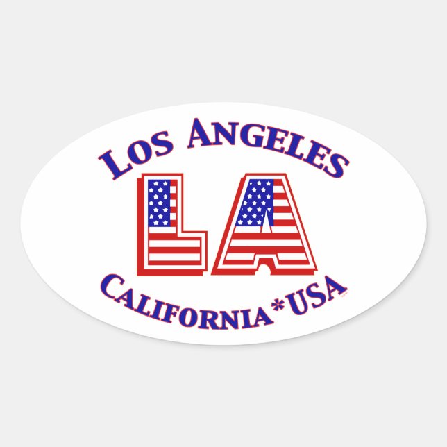 Pegatina Ovalada Logo de Los Angeles USA Patriotic Oval (Anverso)