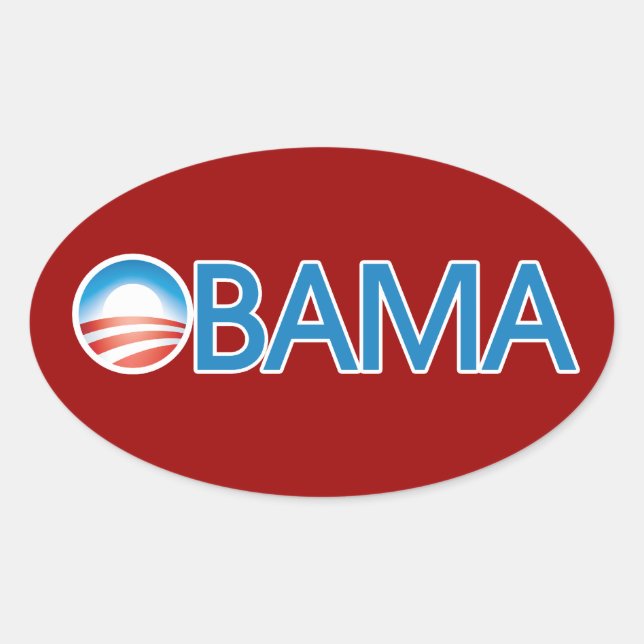 Pegatina Ovalada Logo de Obama (Anverso)