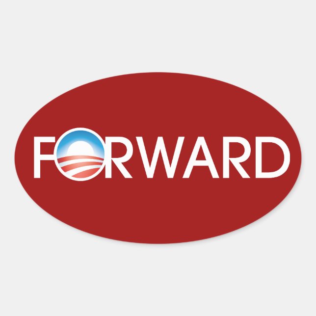Pegatina Ovalada Logo de Obama Forward (Anverso)