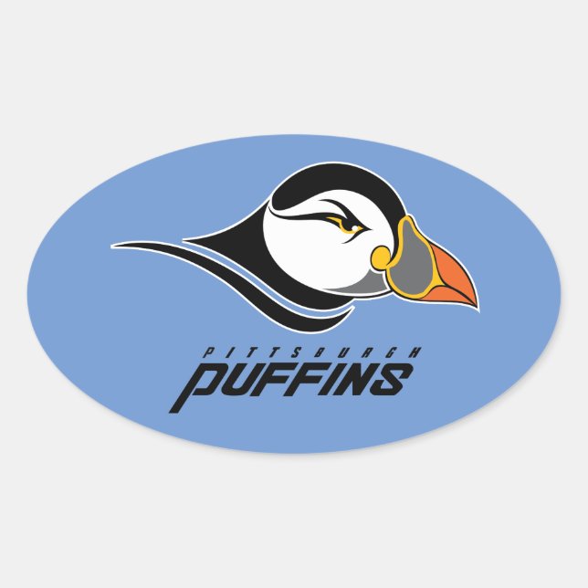 Pegatina Ovalada Logo de Pittsburgh Puffins (Anverso)