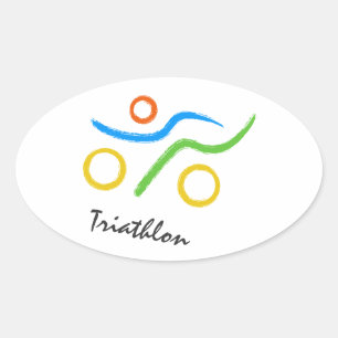 Pegatina Ovalada Logo de Triathlon