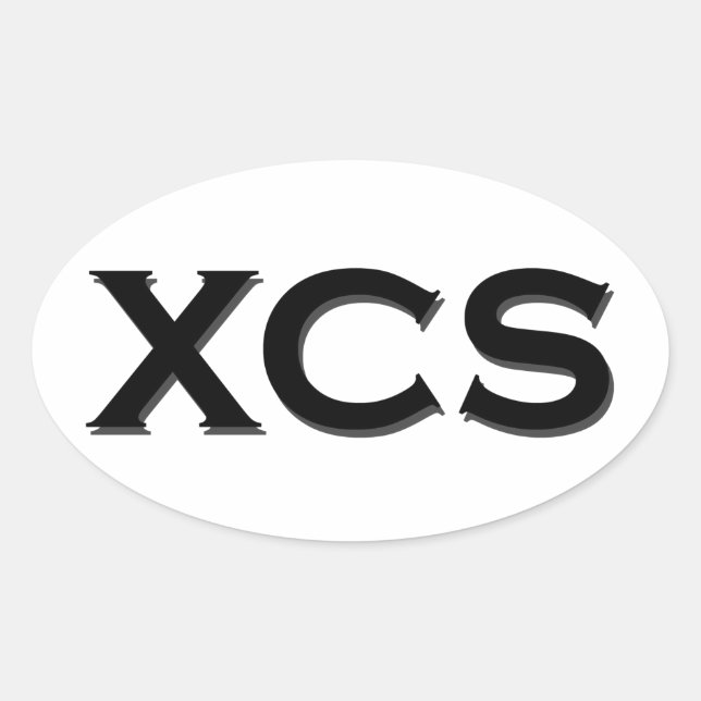 Pegatina Ovalada Logo de XCS (esquí de fondo) (Anverso)