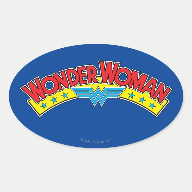 Pegatina Ovalada Logo del cómic de 1987 de Wonder Woman (Anverso)