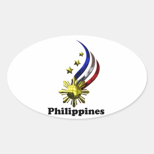 Pegatina Ovalada Logo Filipino Original. ¡Mabuhay Pilipinas! (Anverso)