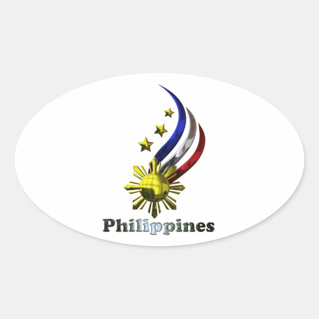Pegatina Ovalada Logo Filipino Original. ¡Mabuhay Pilipinas! (Anverso)