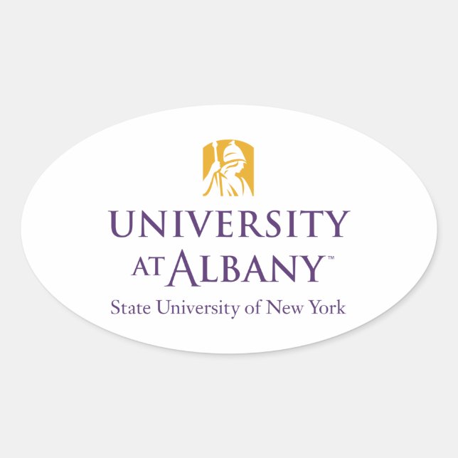 Pegatina Ovalada Logo icónico de la Universidad de Albany (Anverso)