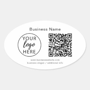 Pegatina Ovalada Logotipo comercial de personalizado y código QR