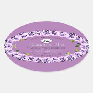 Pegatina Ovalada Logotipo de las etiquetas de productos púrpura mod