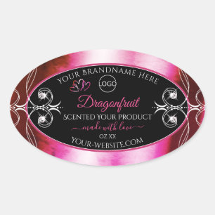 Pegatina Ovalada Logotipo de marcas de productos rosados de color r